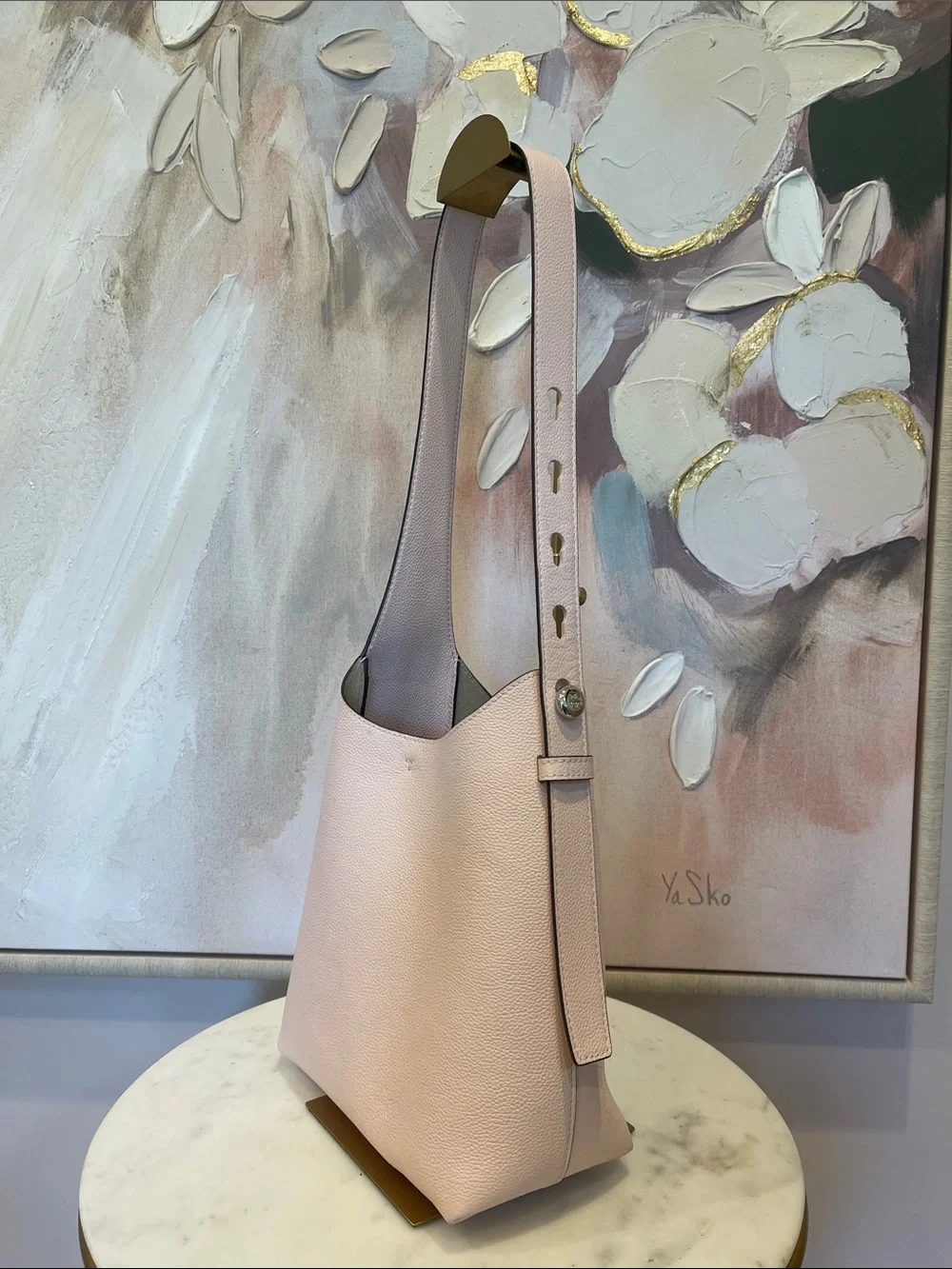 Tory Burch Romy Blush Pink Pebbled Leather Shoulder Bag